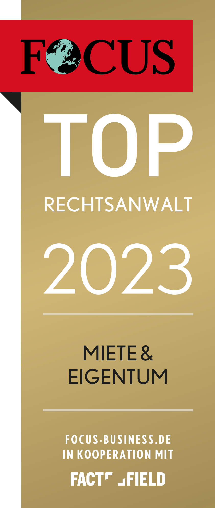 FOCUS-Siegel „TOP Rechtsanwalt 2023 – Miete & Eigentum“ 