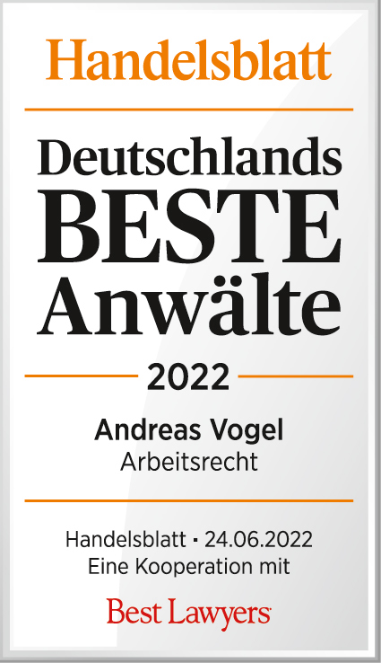 Handelsblatt - Deutschlands beste Rechtsanwälte im Arbeitsrecht - 2020, 2021 und 2022